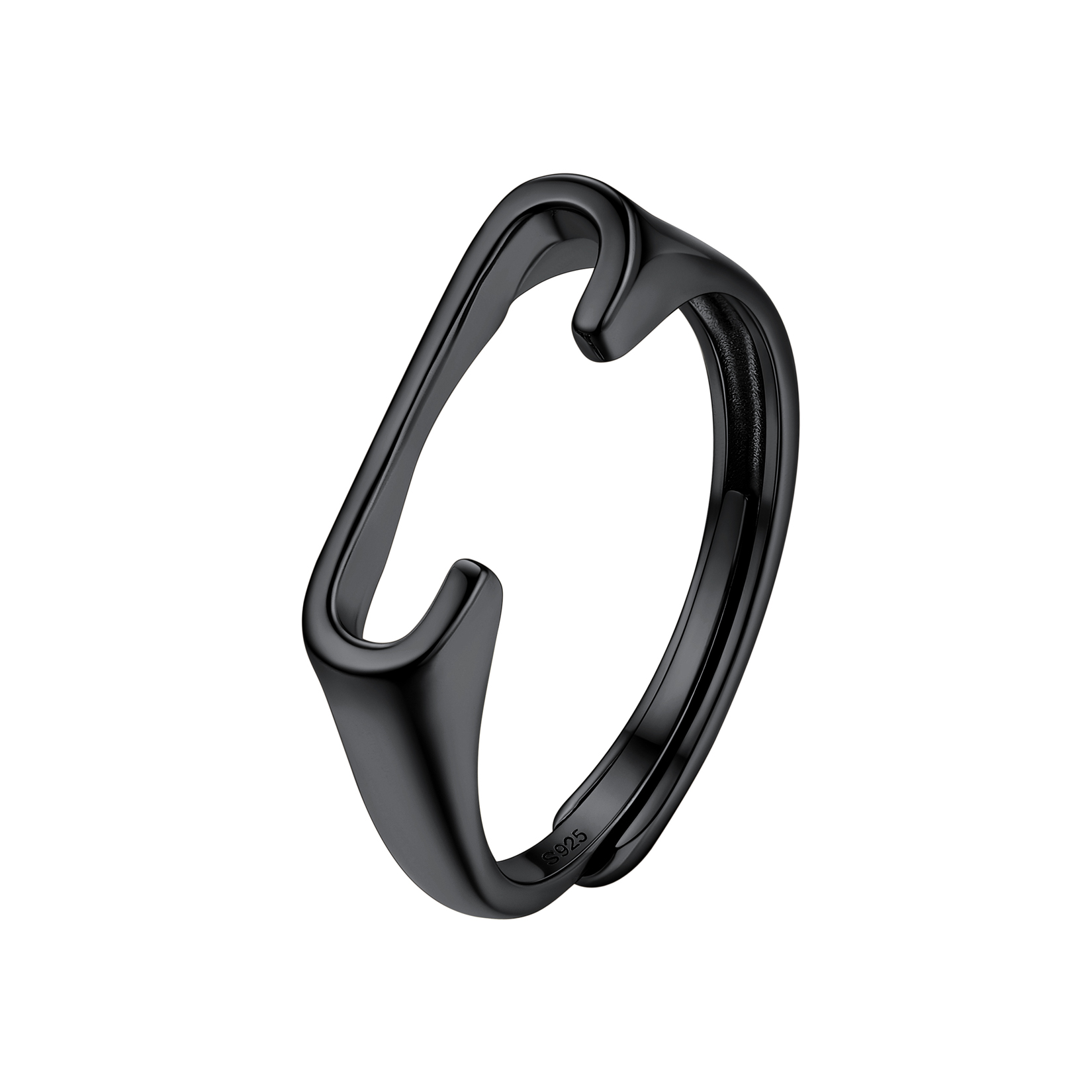 Black Adjustable Capital Initial Letter Rings 