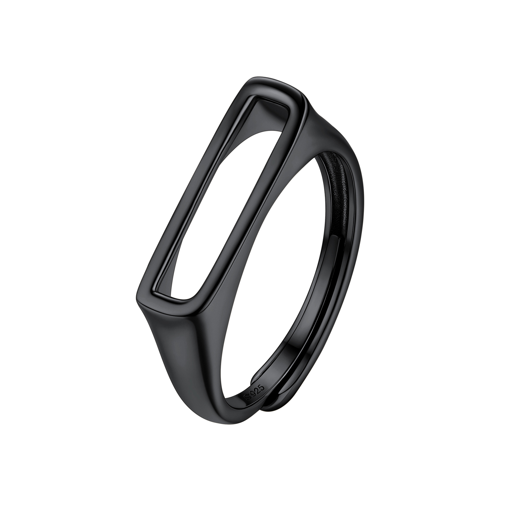 Black Adjustable Capital Initial Letter Rings 