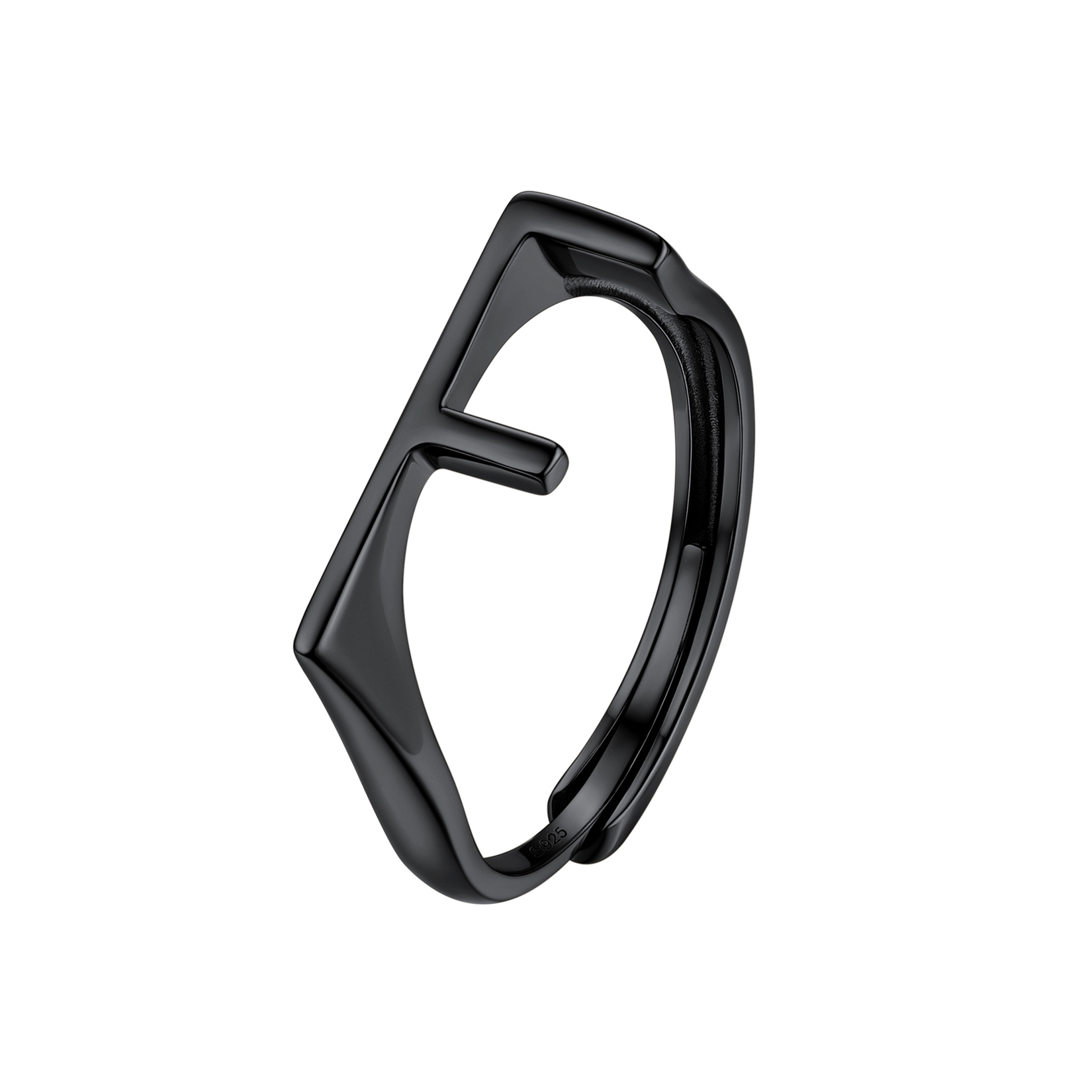 Black Adjustable Capital Initial Letter Rings 
