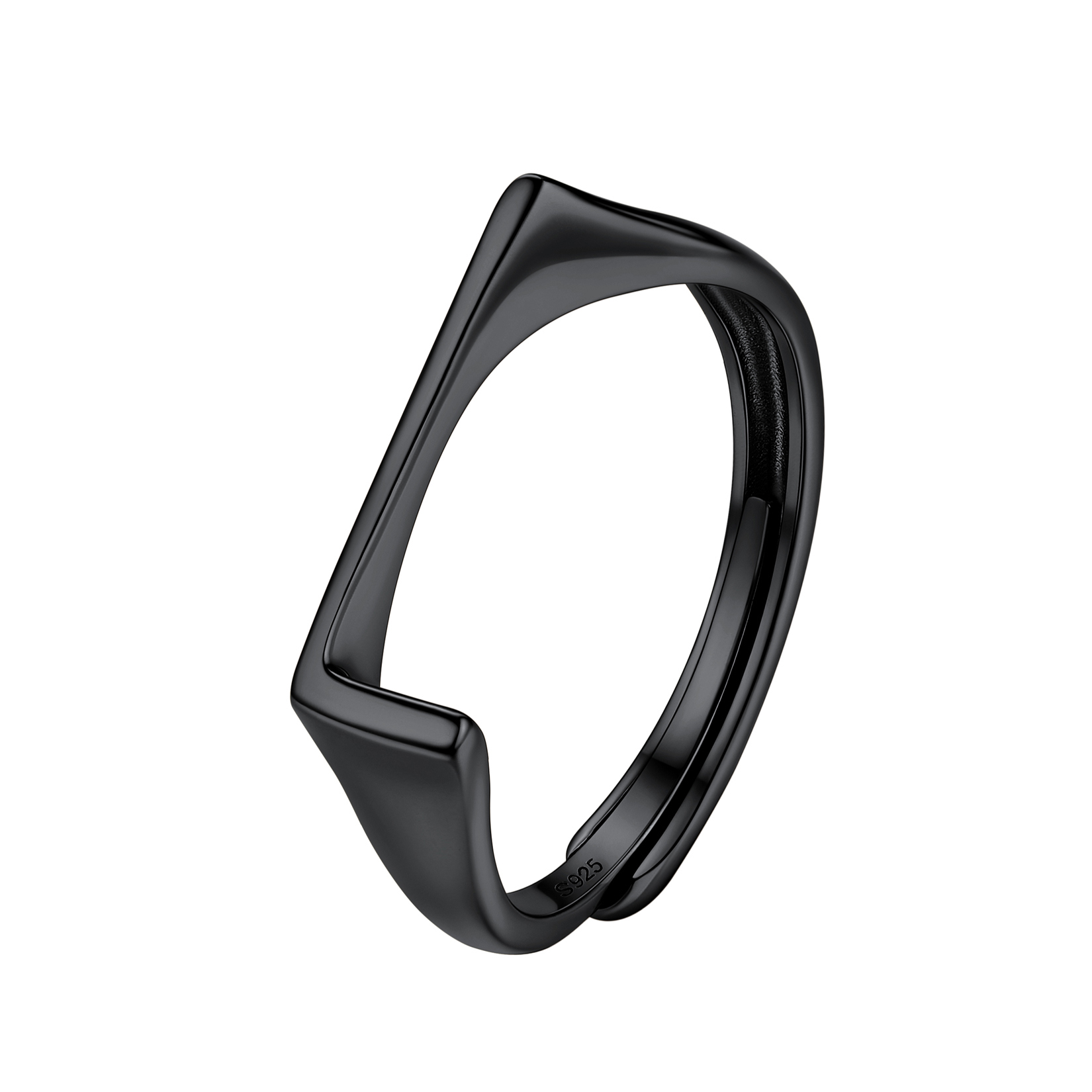 Black Adjustable Capital Initial Letter Rings 