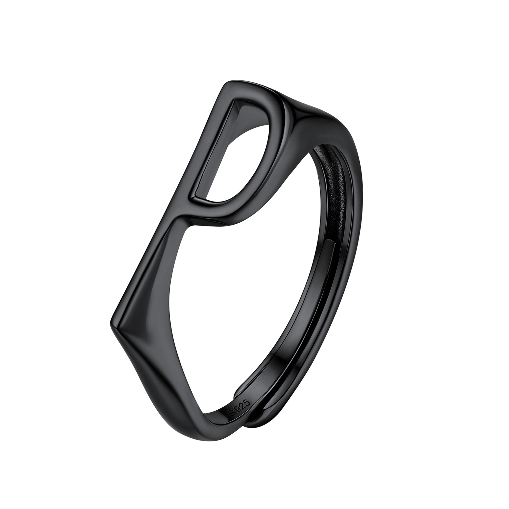 Black Adjustable Capital Initial Letter Rings 
