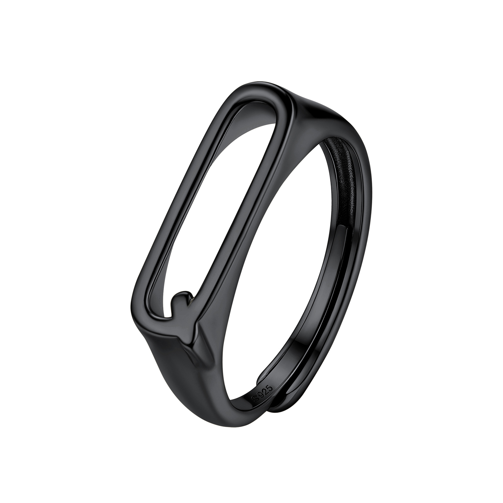 Black Adjustable Capital Initial Letter Rings 