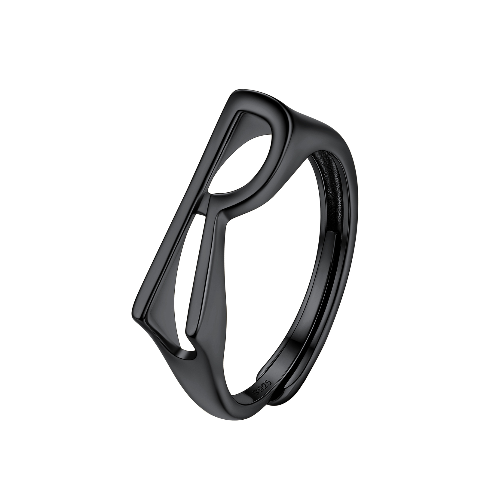 Black Adjustable Capital Initial Letter Rings 