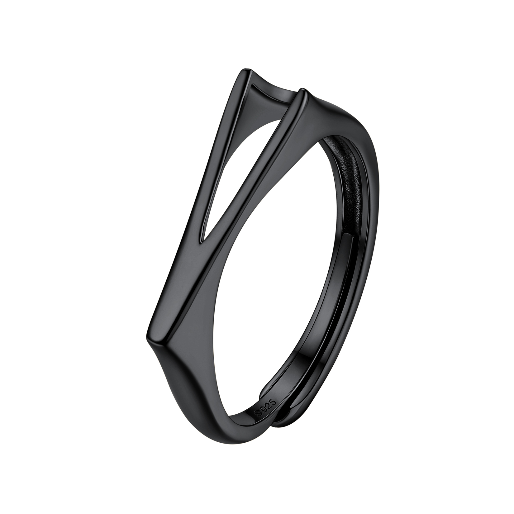 Black Adjustable Capital Initial Letter Rings 