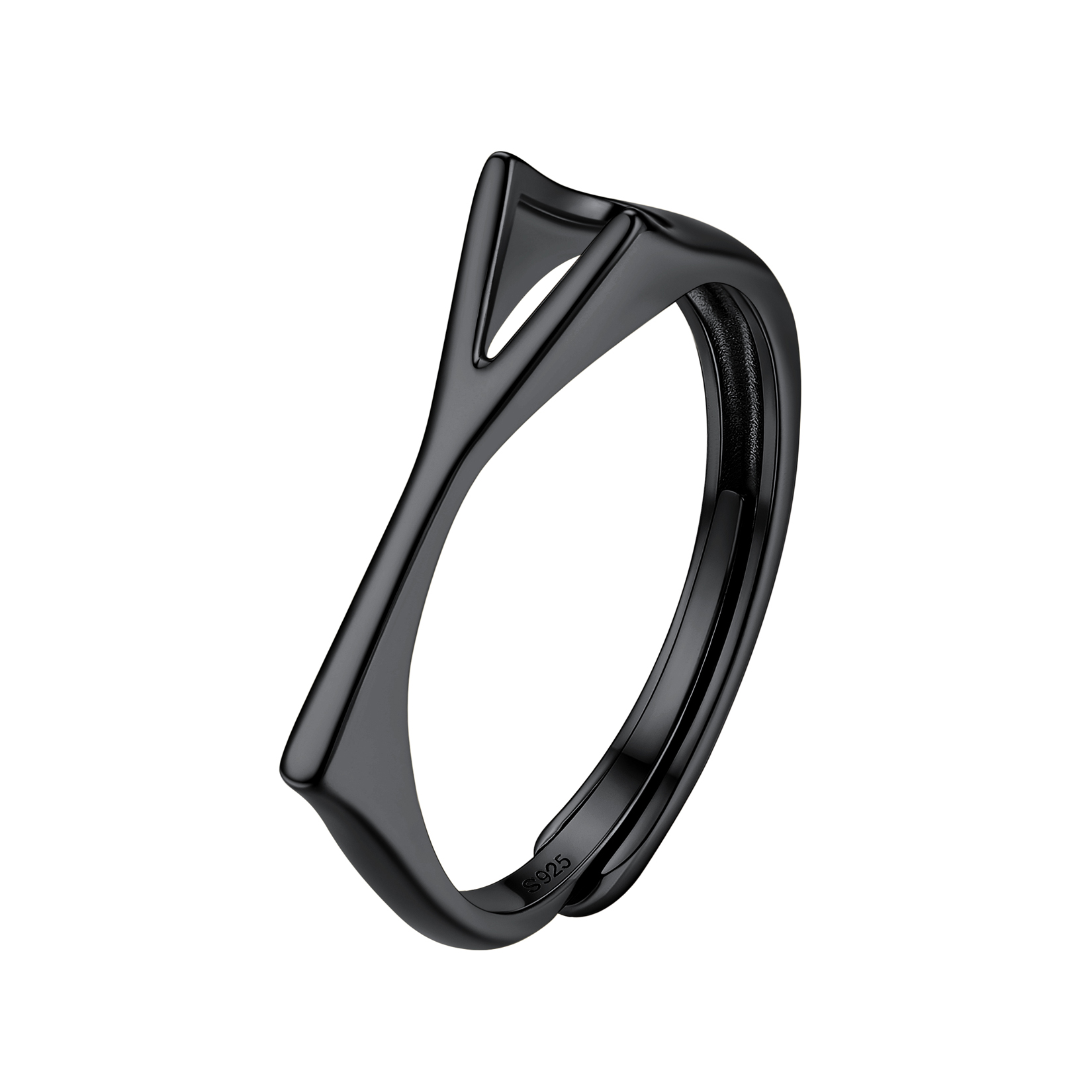 Black Adjustable Capital Initial Letter Rings 