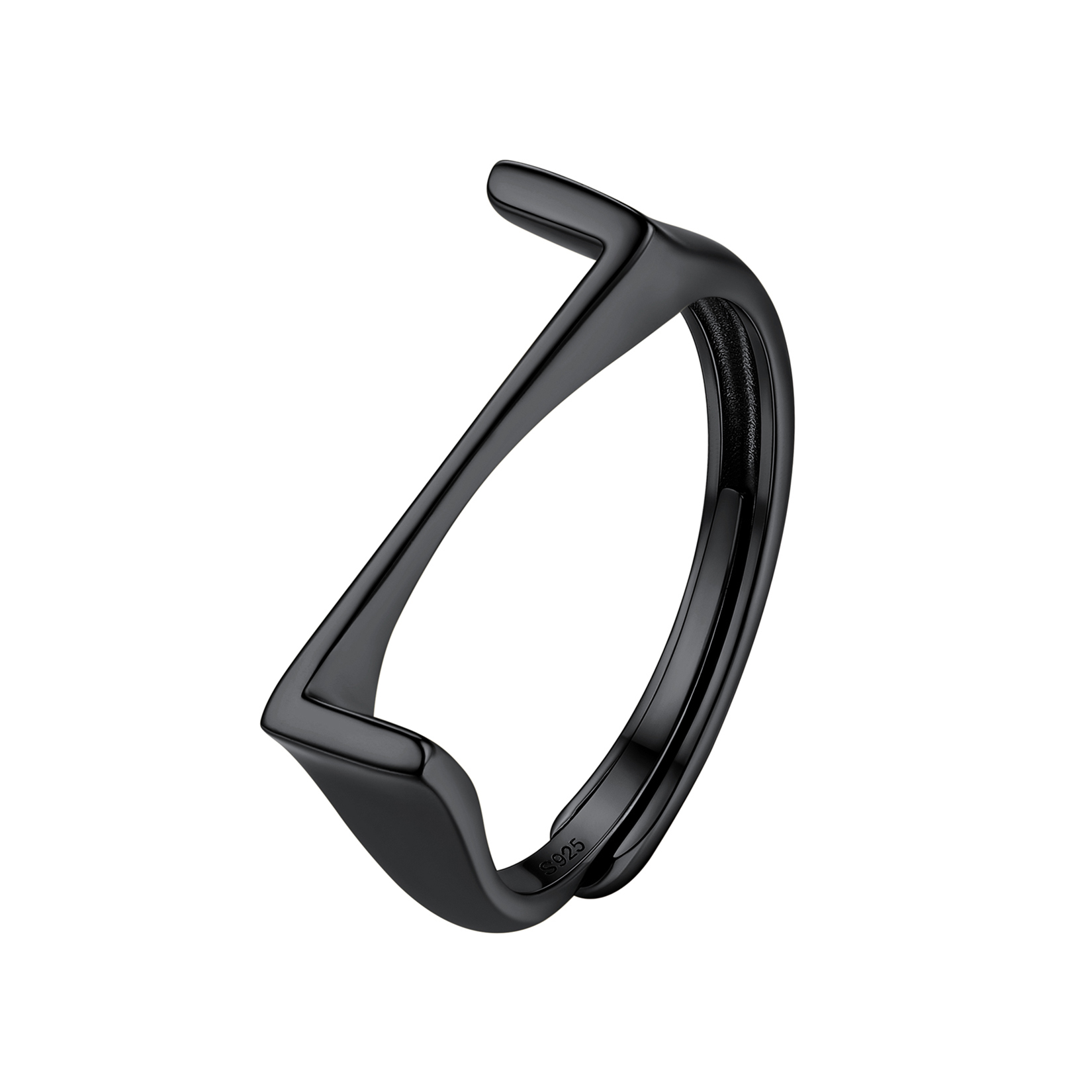 Black Adjustable Capital Initial Letter Rings 