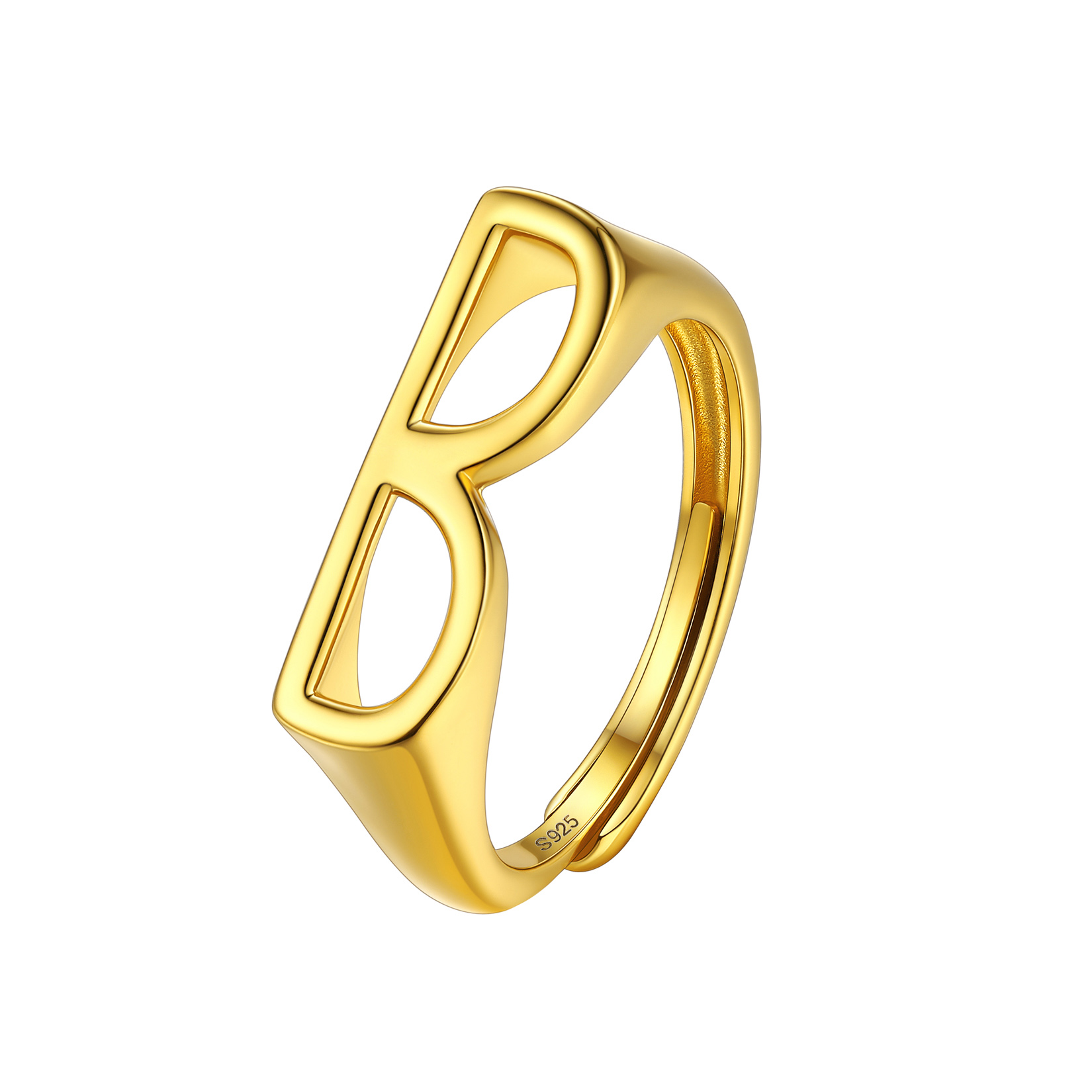 Gold Adjustable Capital Initial Letter Rings 