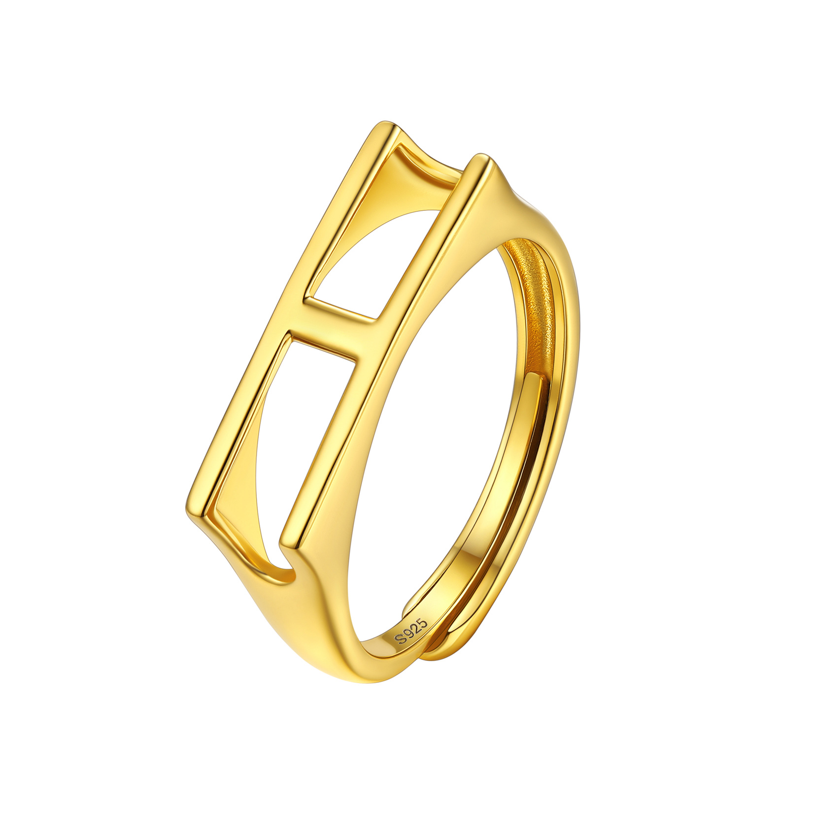 Gold Adjustable Capital Initial Letter Rings 