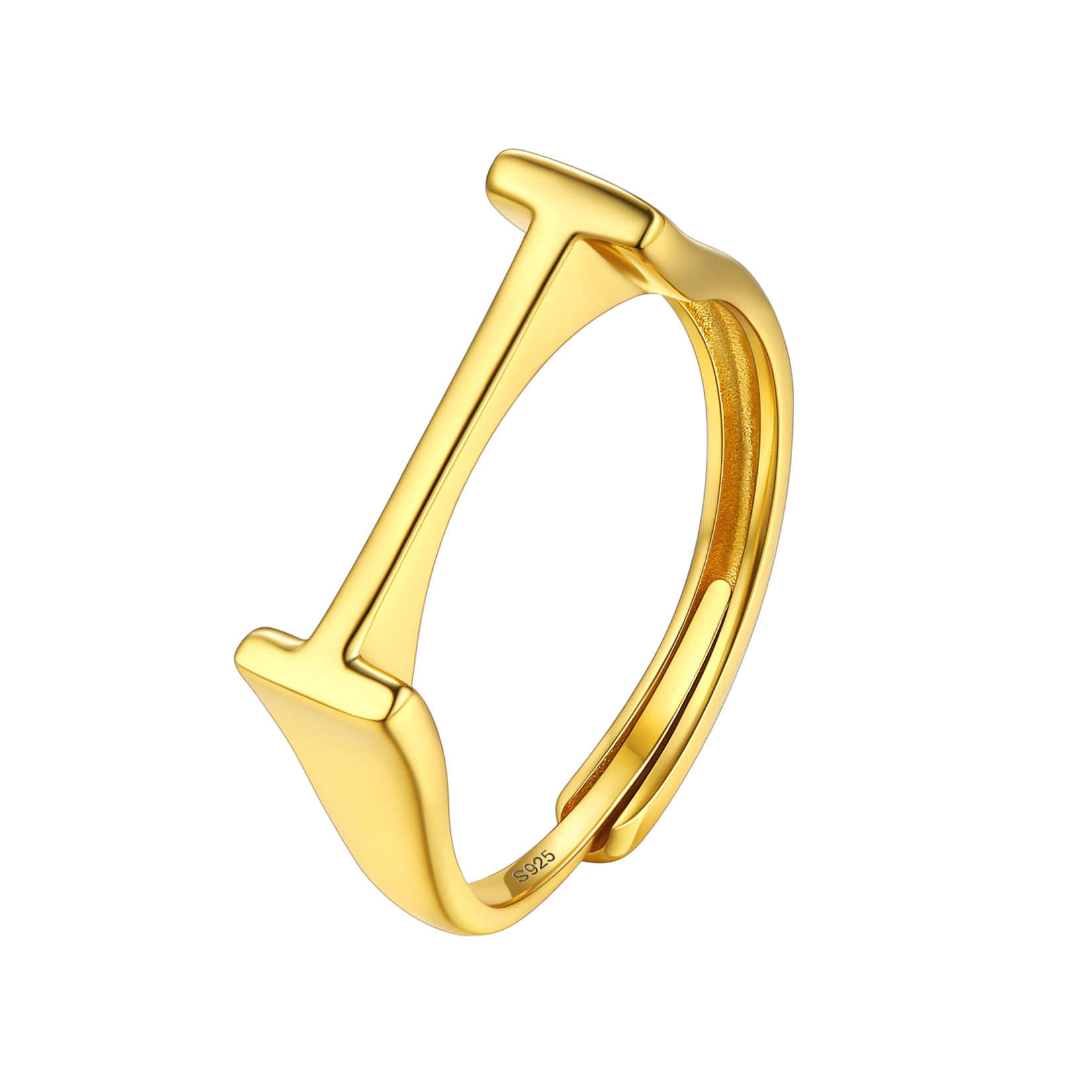 Gold Adjustable Capital Initial Letter Rings 