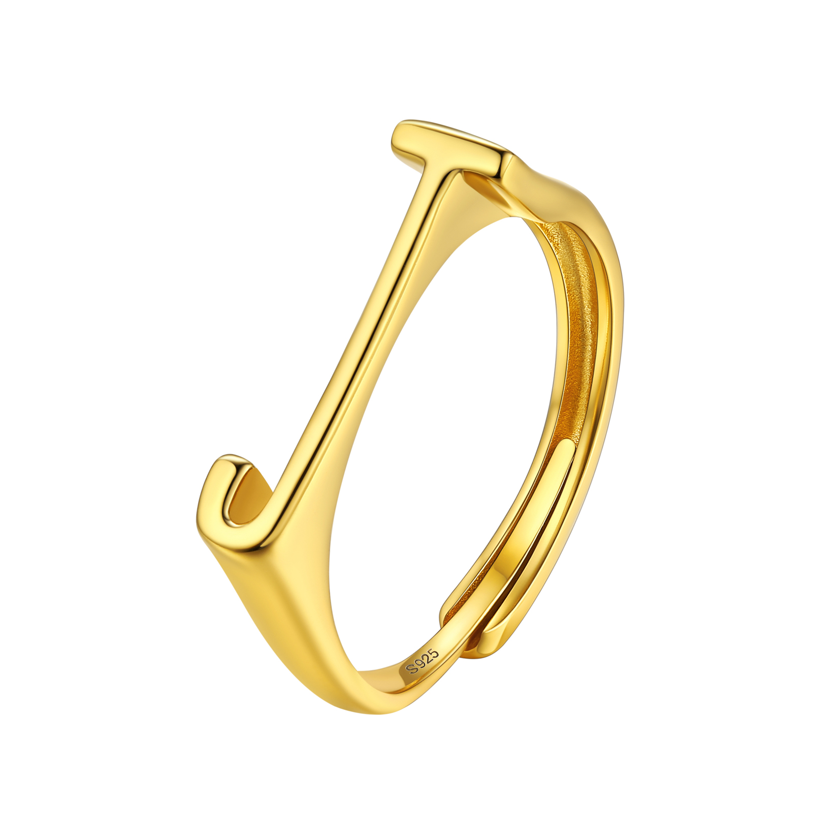 Gold Adjustable Capital Initial Letter Rings 