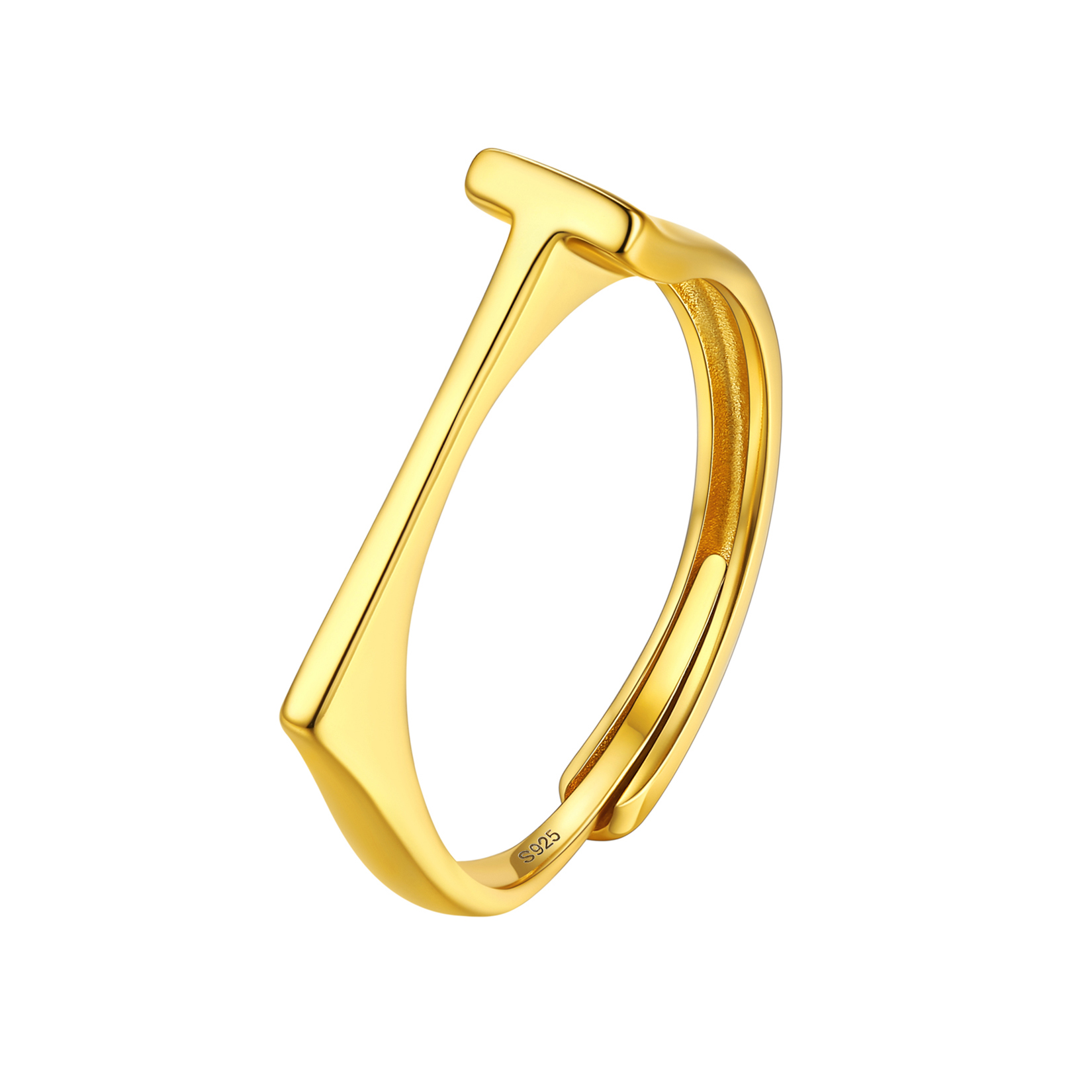 Gold Adjustable Capital Initial Letter Rings 