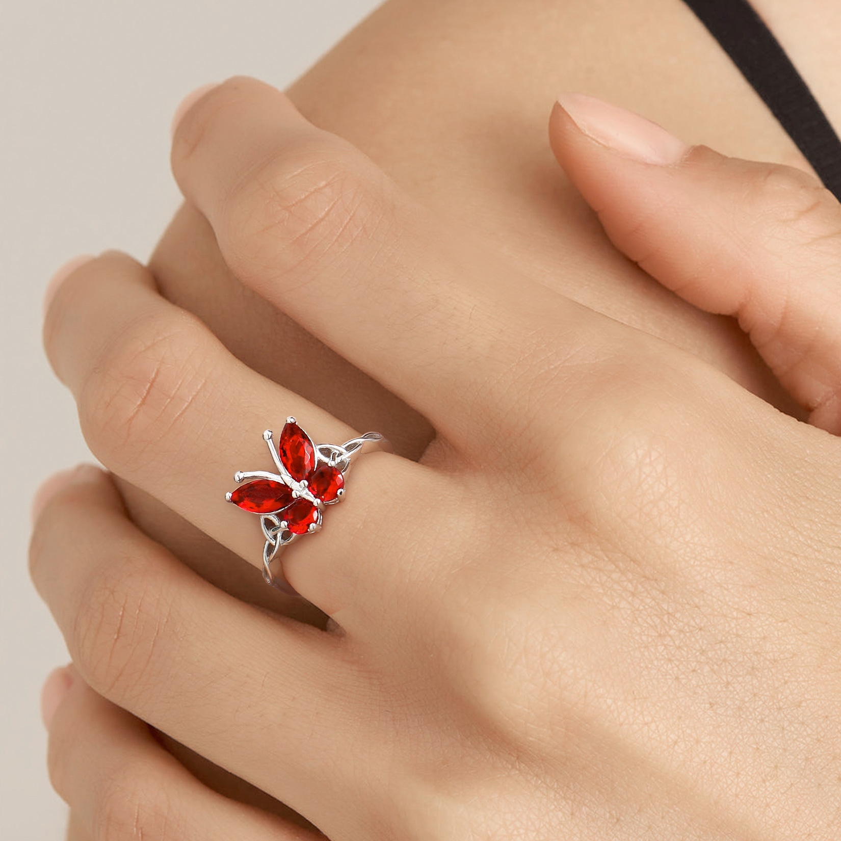 Adjustable Celtic knot Cubic Zirconia Birthstone Butterfly Ring for Women, Ladies, Couples, girlfriend, wife