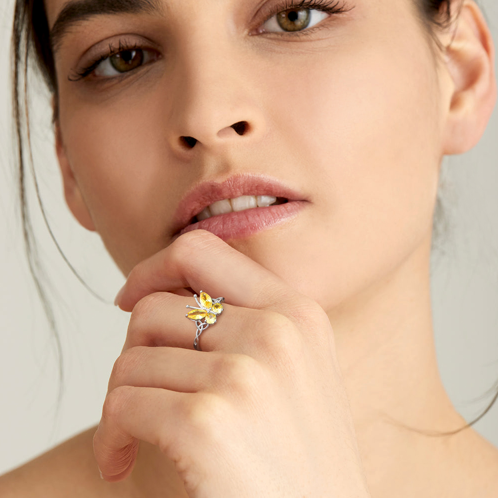 Adjustable Celtic knot Cubic Zirconia Birthstone Butterfly Ring for Women, Ladies, Couples, girlfriend, wife
