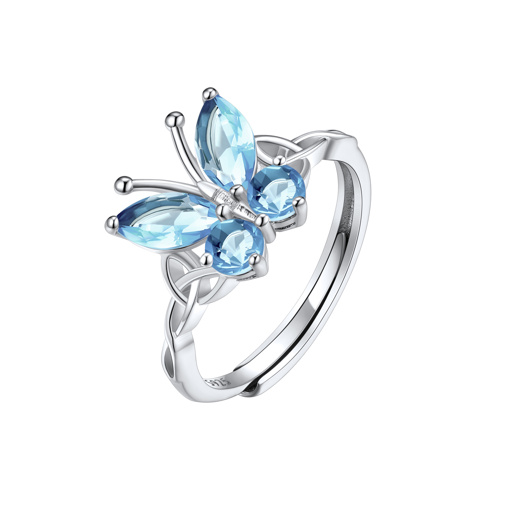 Adjustable Celtic knot Cubic Zirconia Birthstone Butterfly Ring