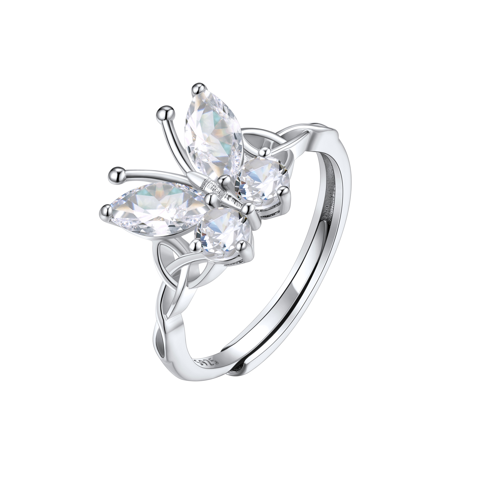 Adjustable Celtic knot Cubic Zirconia Birthstone Butterfly Ring