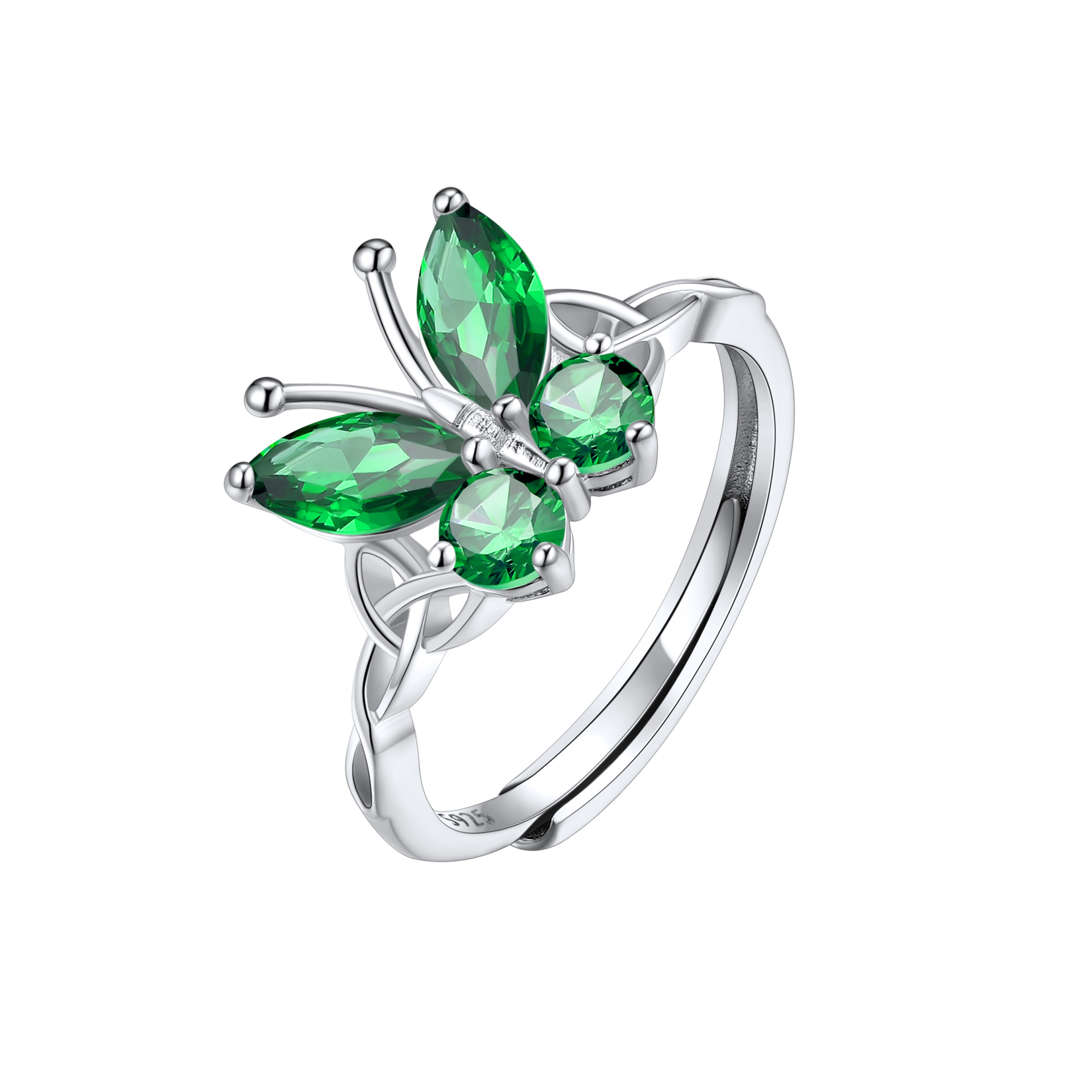Adjustable Celtic knot Cubic Zirconia Birthstone Butterfly Ring