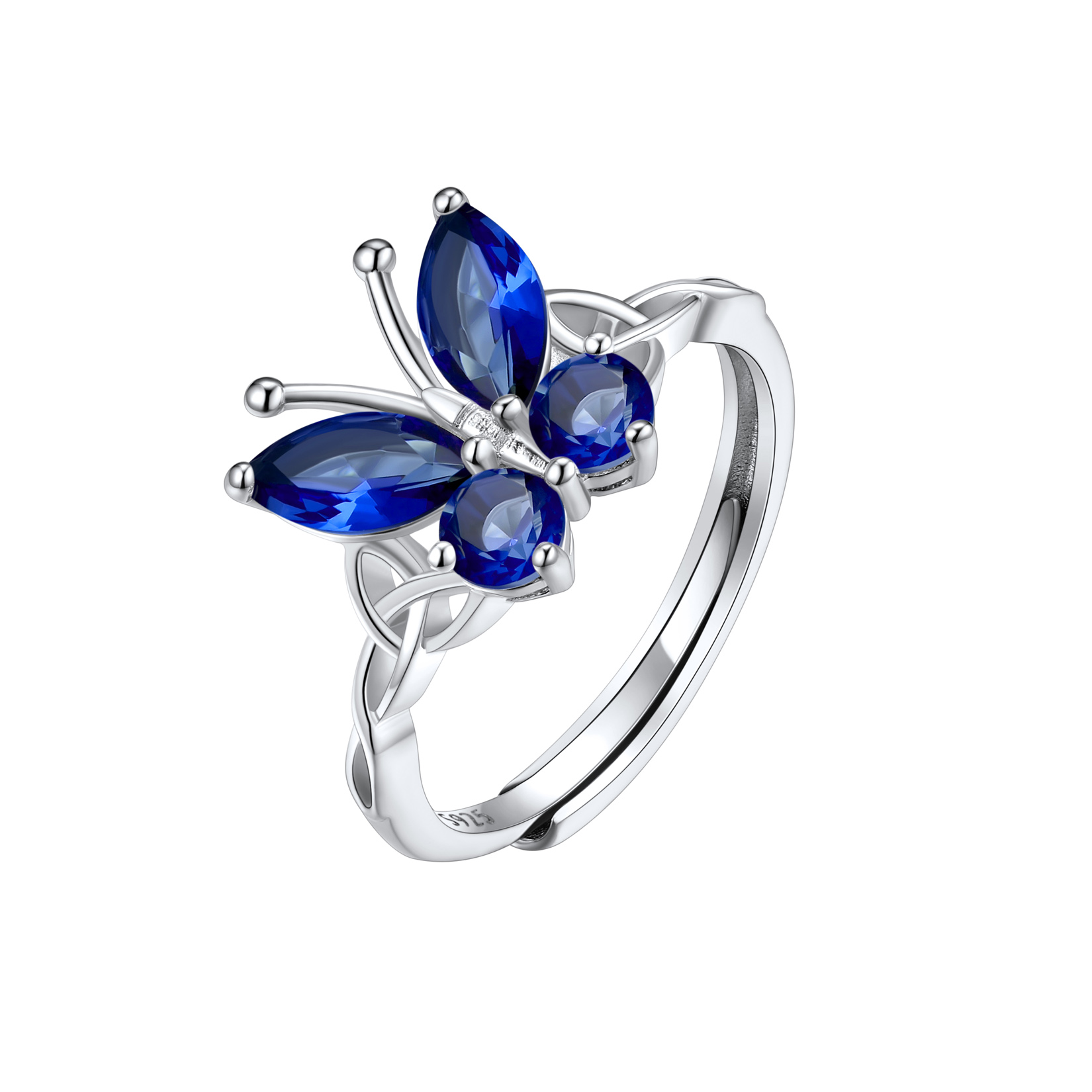 Adjustable Celtic knot Cubic Zirconia Birthstone Butterfly Ring