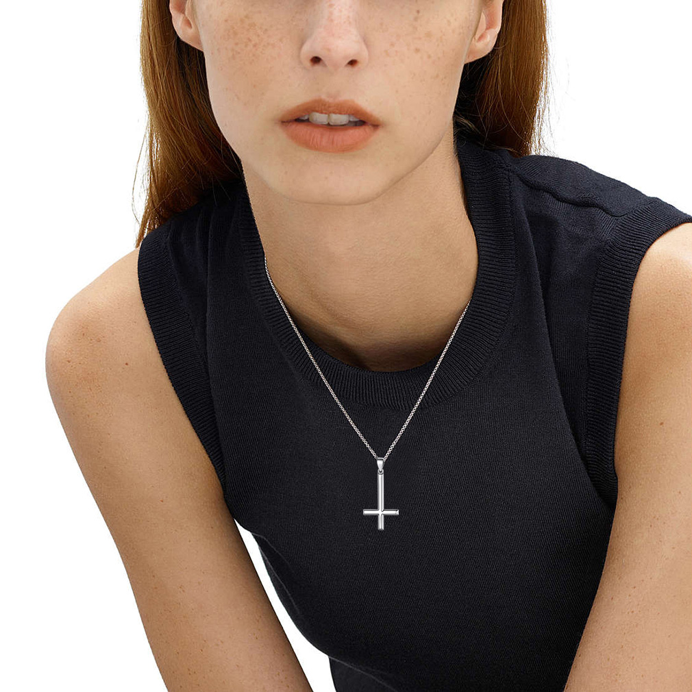 Upside Down Inverted Cross Religious Necklace for Women, Ladies