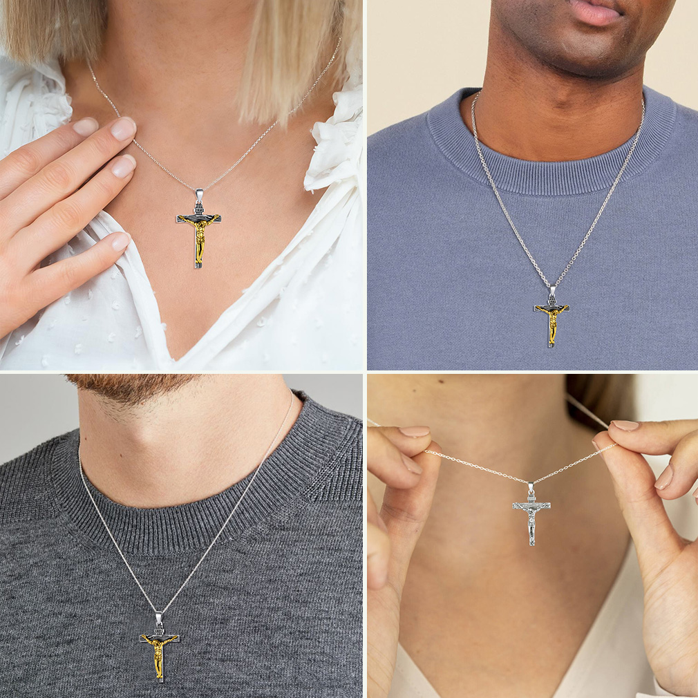 Jesus Christ Crucifix Cross Pendant Necklace  for Christian, Women, Ladies, Men, Mother, Father, 