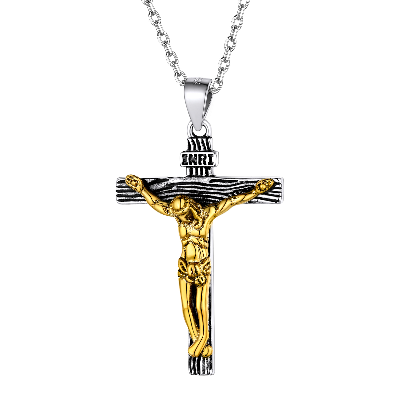 Jesus Christ Crucifix Cross Pendant Necklace 