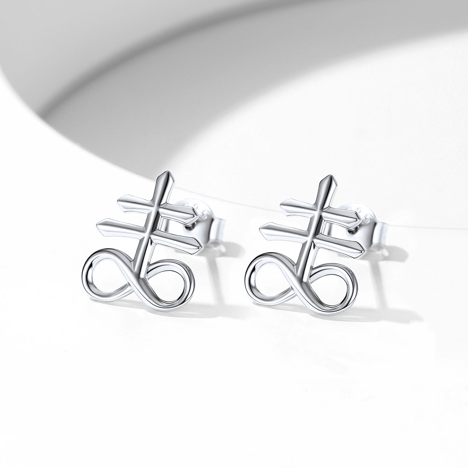 Satan Leviathan Cross Stud Earrings, Sterling Silver-01