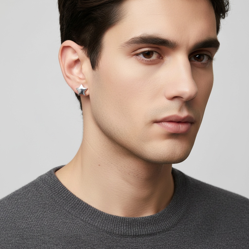 Star Stud Earrings for Men