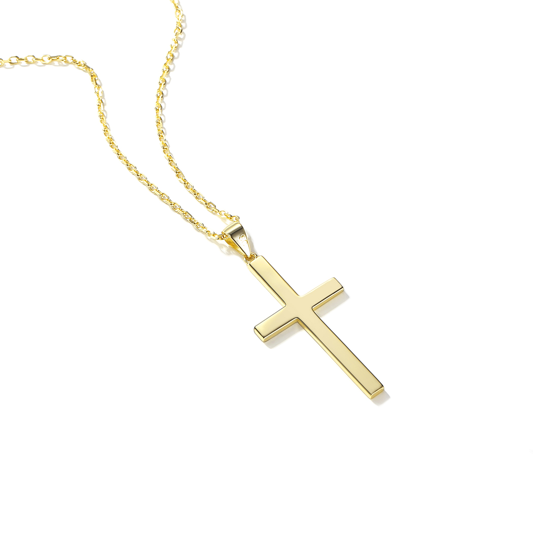 Simple Cross Pendant Necklace in Gold-02