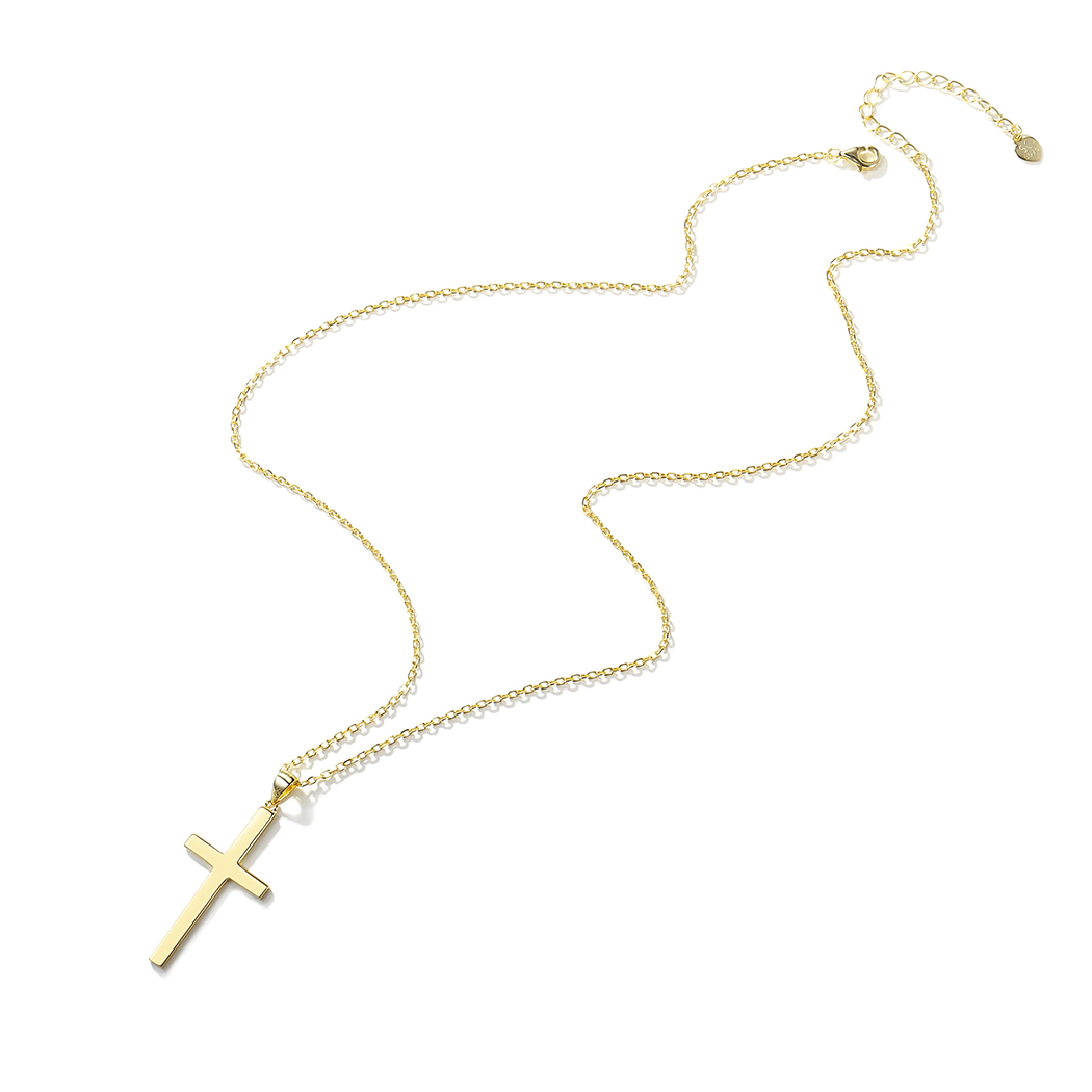 Simple Cross Pendant Necklace in Gold-03