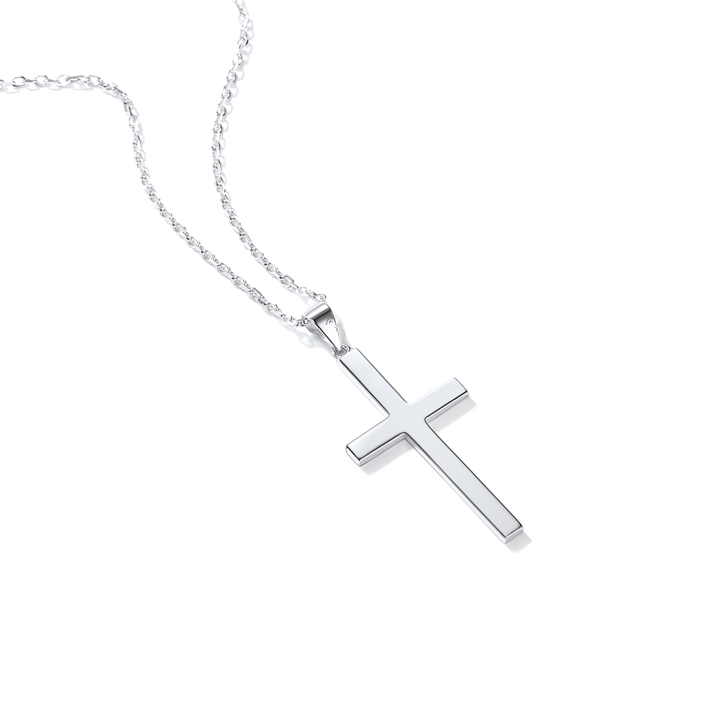 Simple Cross Pendant Necklace in Silver-02