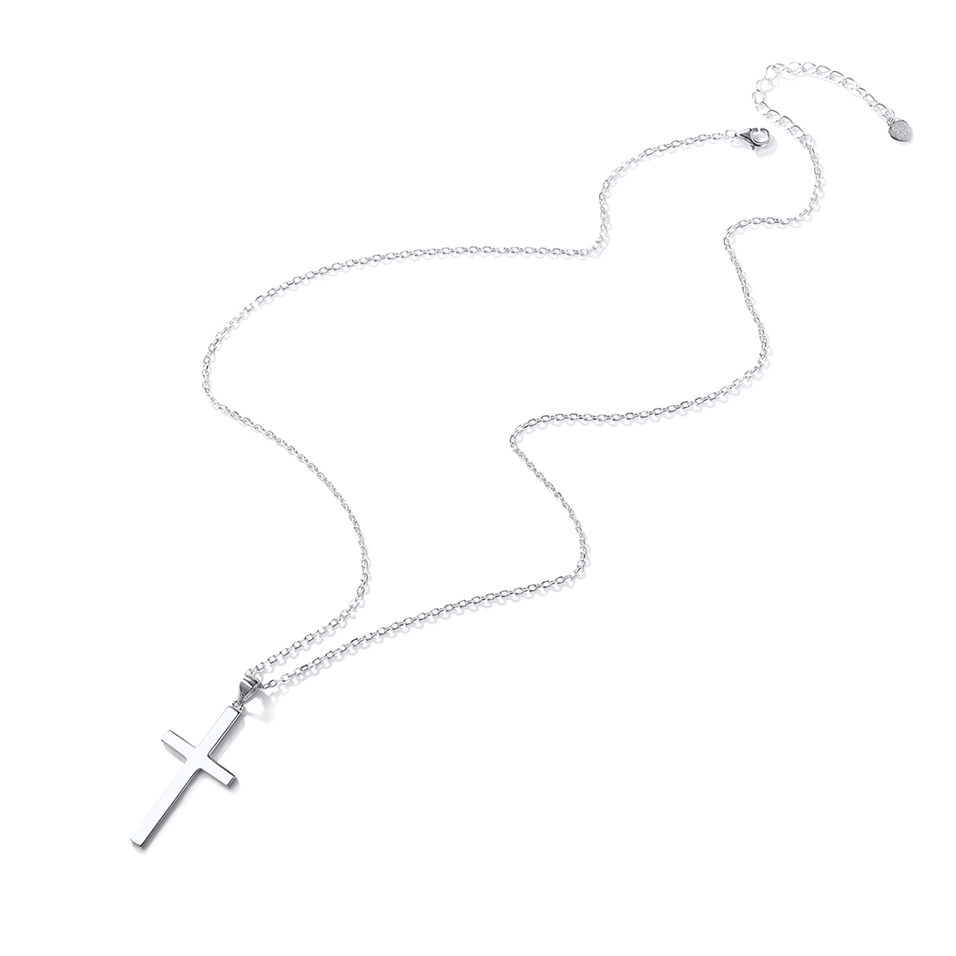 Simple Cross Pendant Necklace in Silver-03