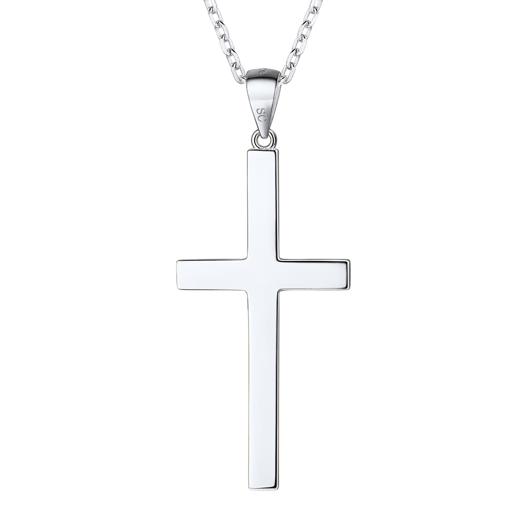 Simple Cross Pendant Necklace in Silver