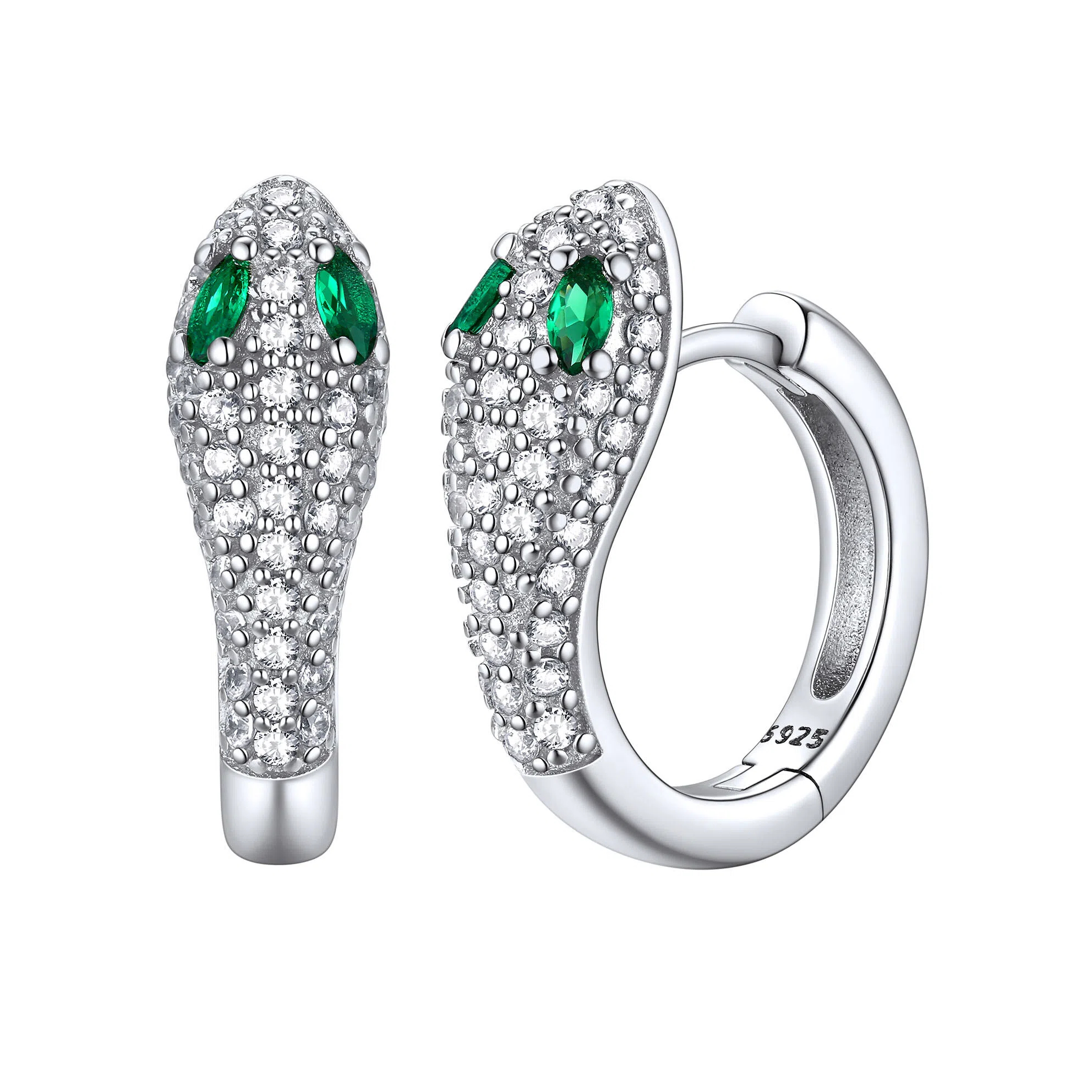 Snake Eye CZ Hoop Earrings In 925 Sterling Silver