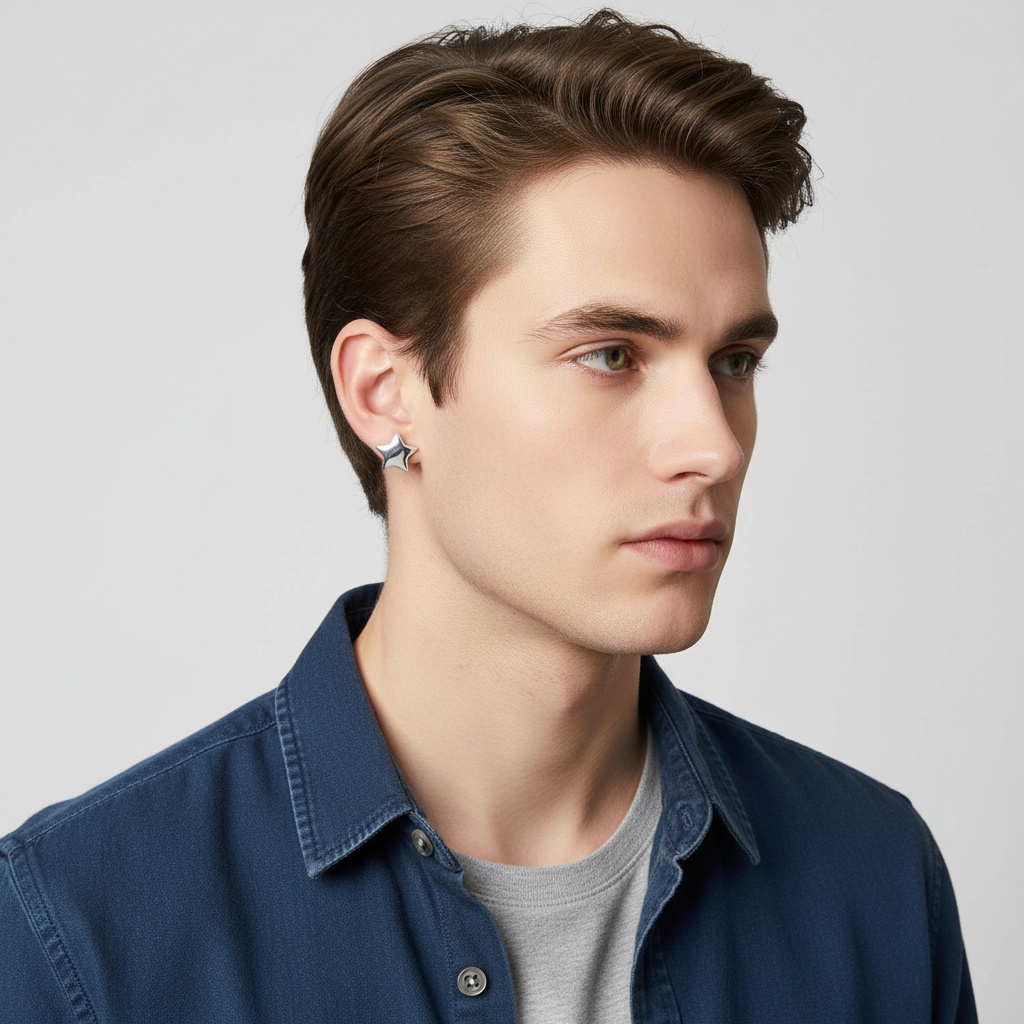 Star Stud Earrings for Men