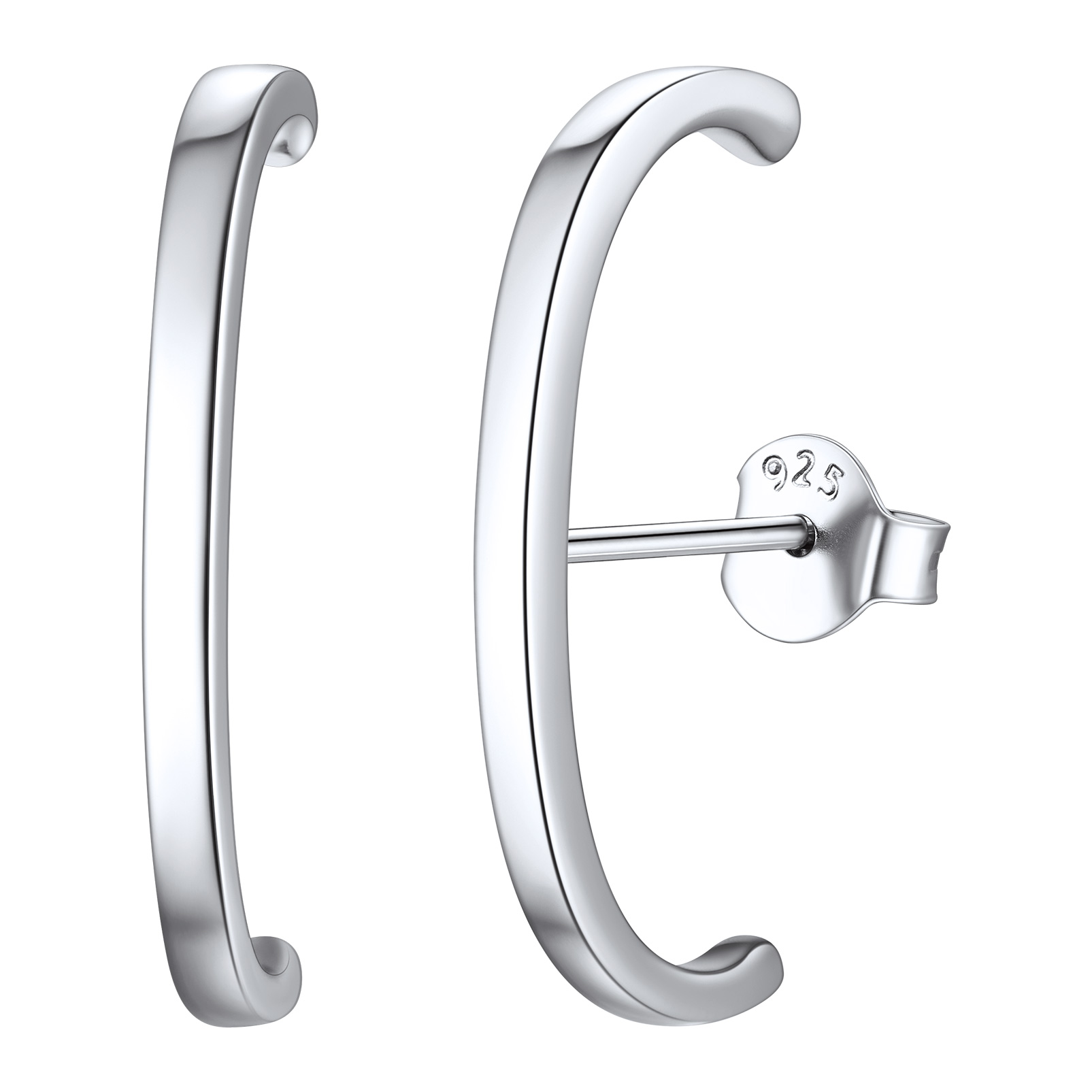 Sterling Silver C-Shape Studs Earrings Stud Earrings for Her