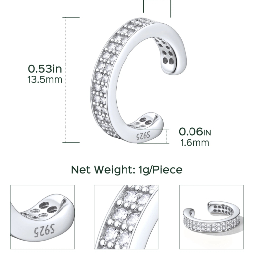 Sterling Silver CZ Cuff Earrings for Women