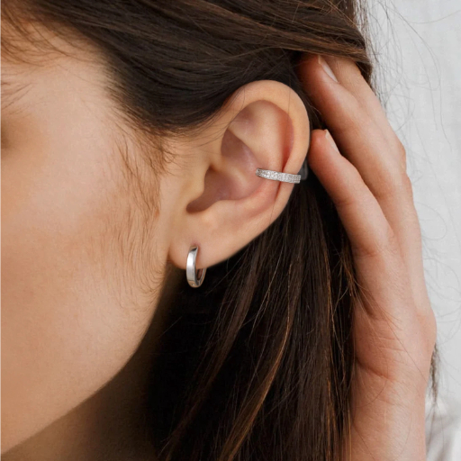 Sterling Silver CZ Cuff Earrings for Women