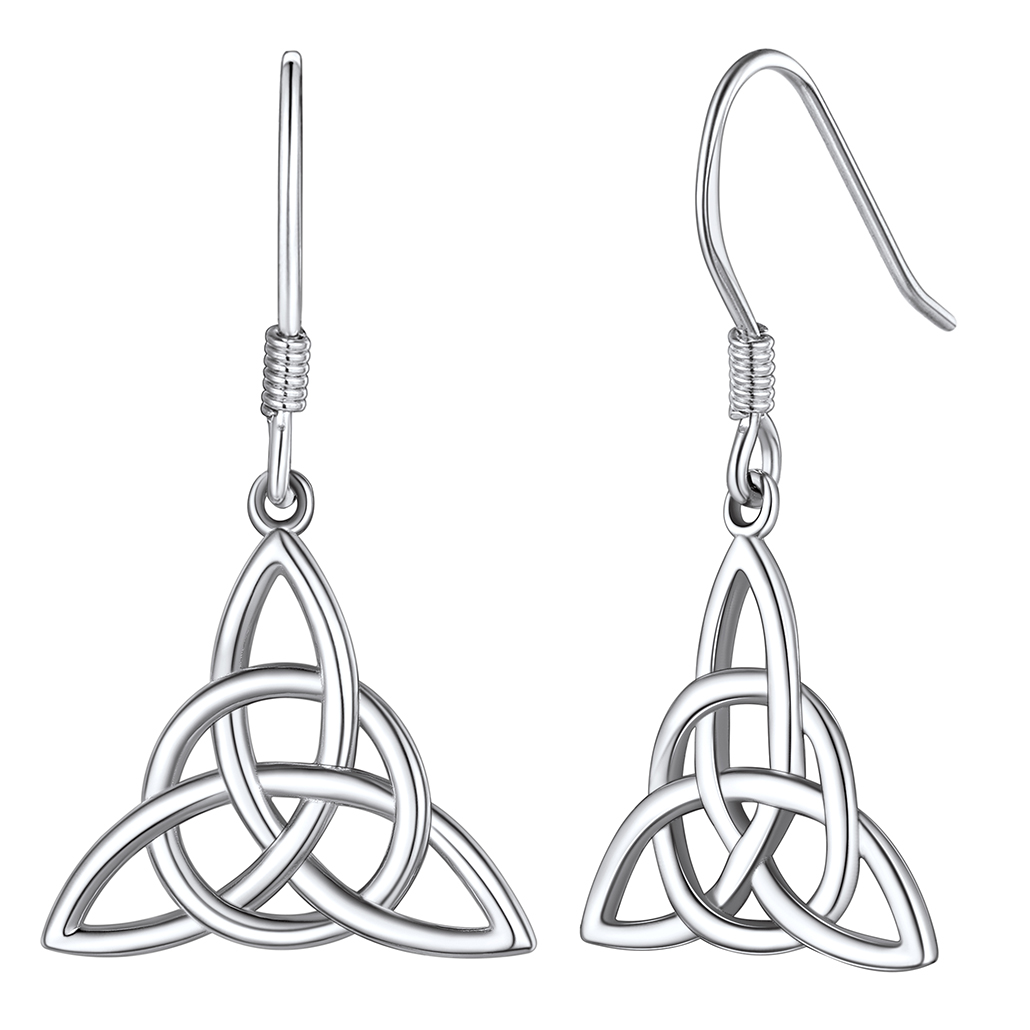 Sterling Silver Celtic Knot Drop Earrings for Women 