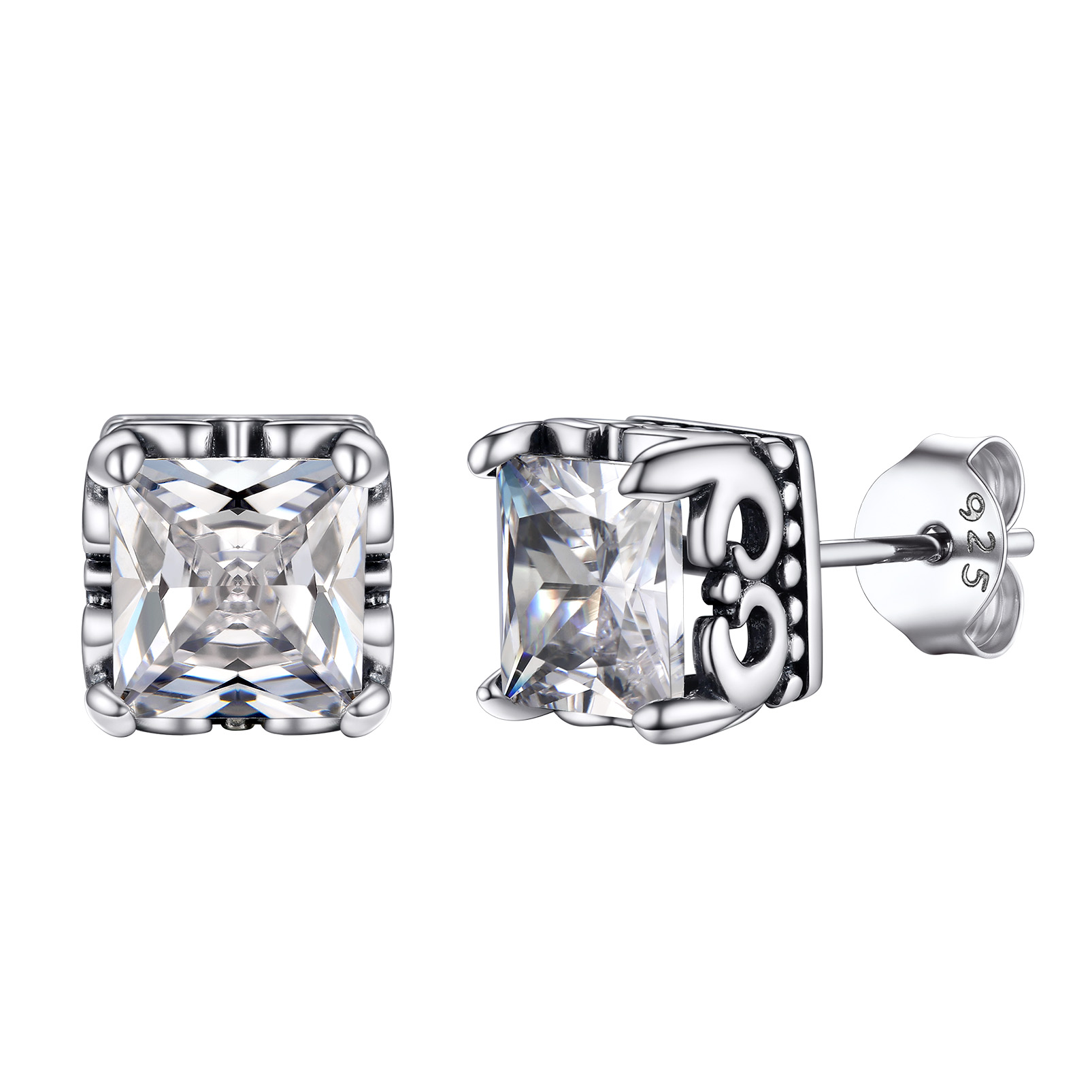 Sterling Silver Celtic Knot Stud Earrings with Zirconia For Women