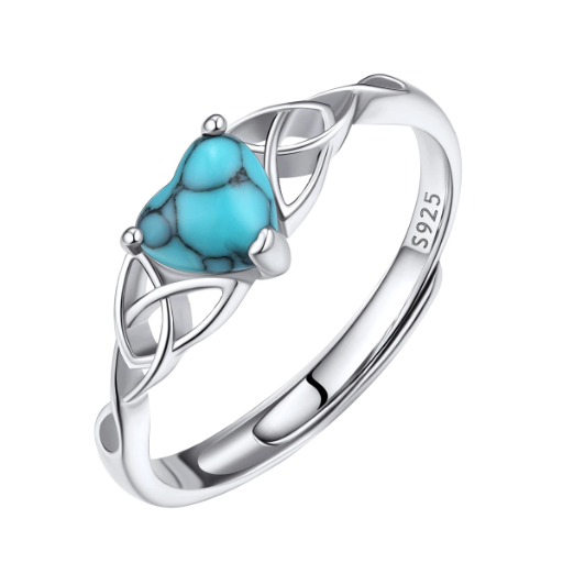 Sterling Silver Celtic Knot Turquoise Adjustable Ring For Her