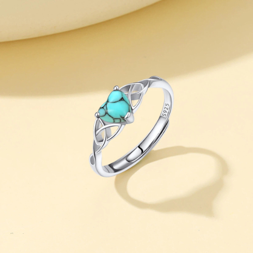 Sterling Silver Celtic Knot Turquoise Adjustable Ring For Her