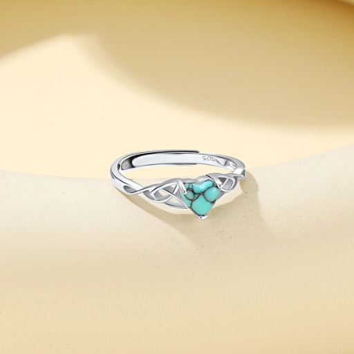 Sterling Silver Celtic Knot Turquoise Adjustable Ring For Her