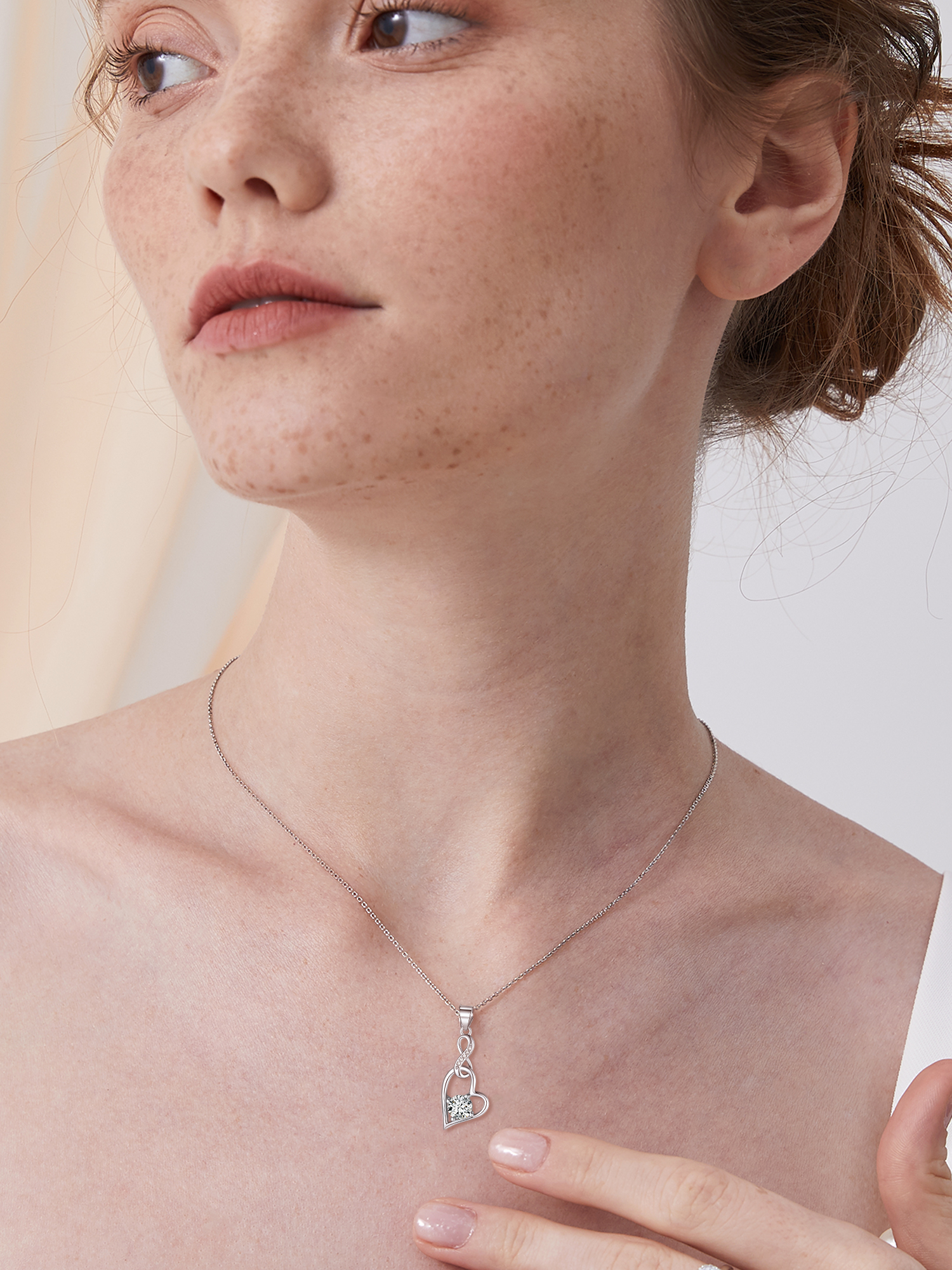 Sterling Silver Infinity Heart Birthstone Pendant Necklace For Women