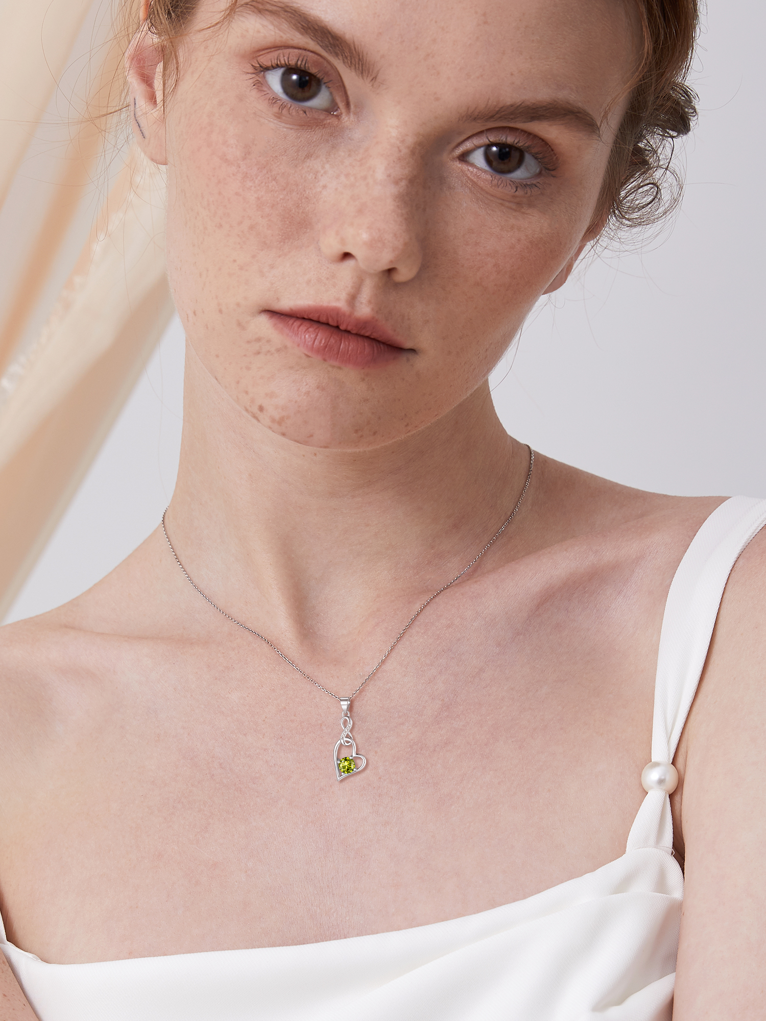 Sterling Silver Infinity Heart Birthstone Pendant Necklace For Women