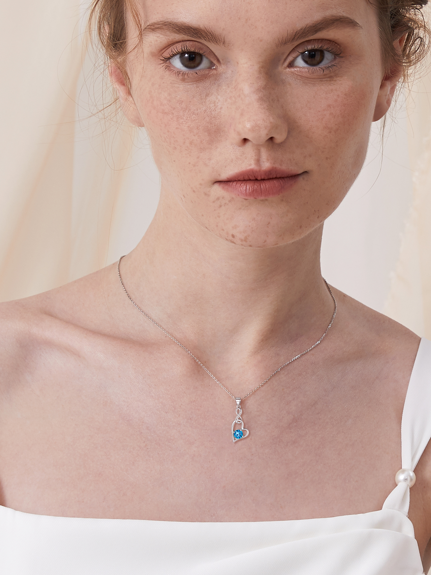 Sterling Silver Infinity Heart Birthstone Pendant Necklace For Women