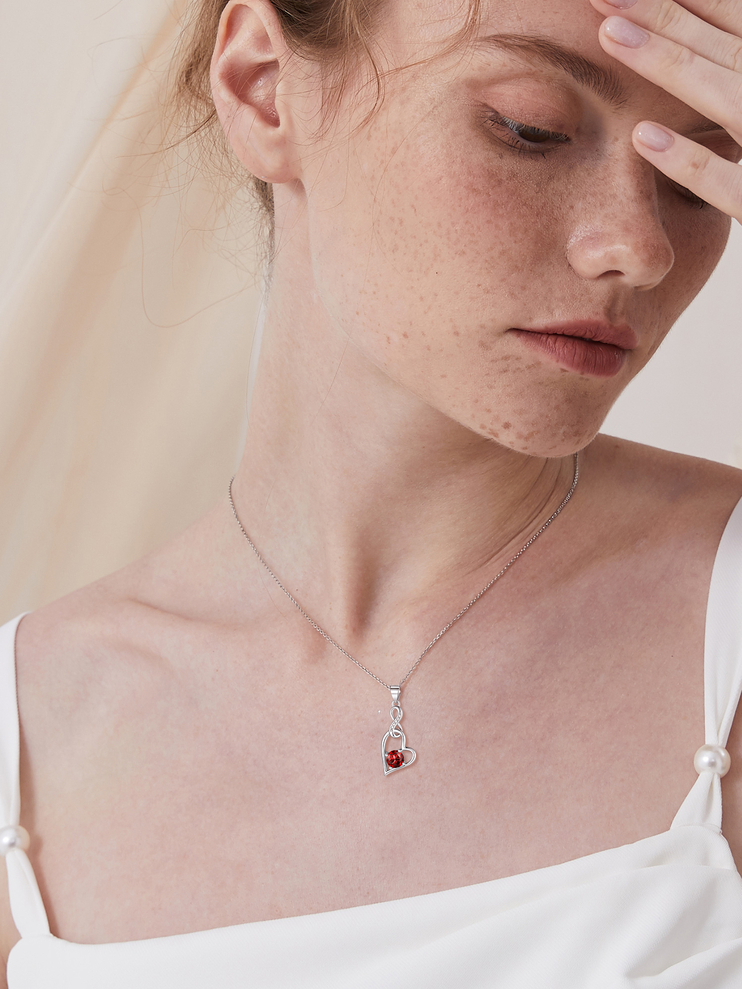 Sterling Silver Infinity Heart Birthstone Pendant Necklace For Women