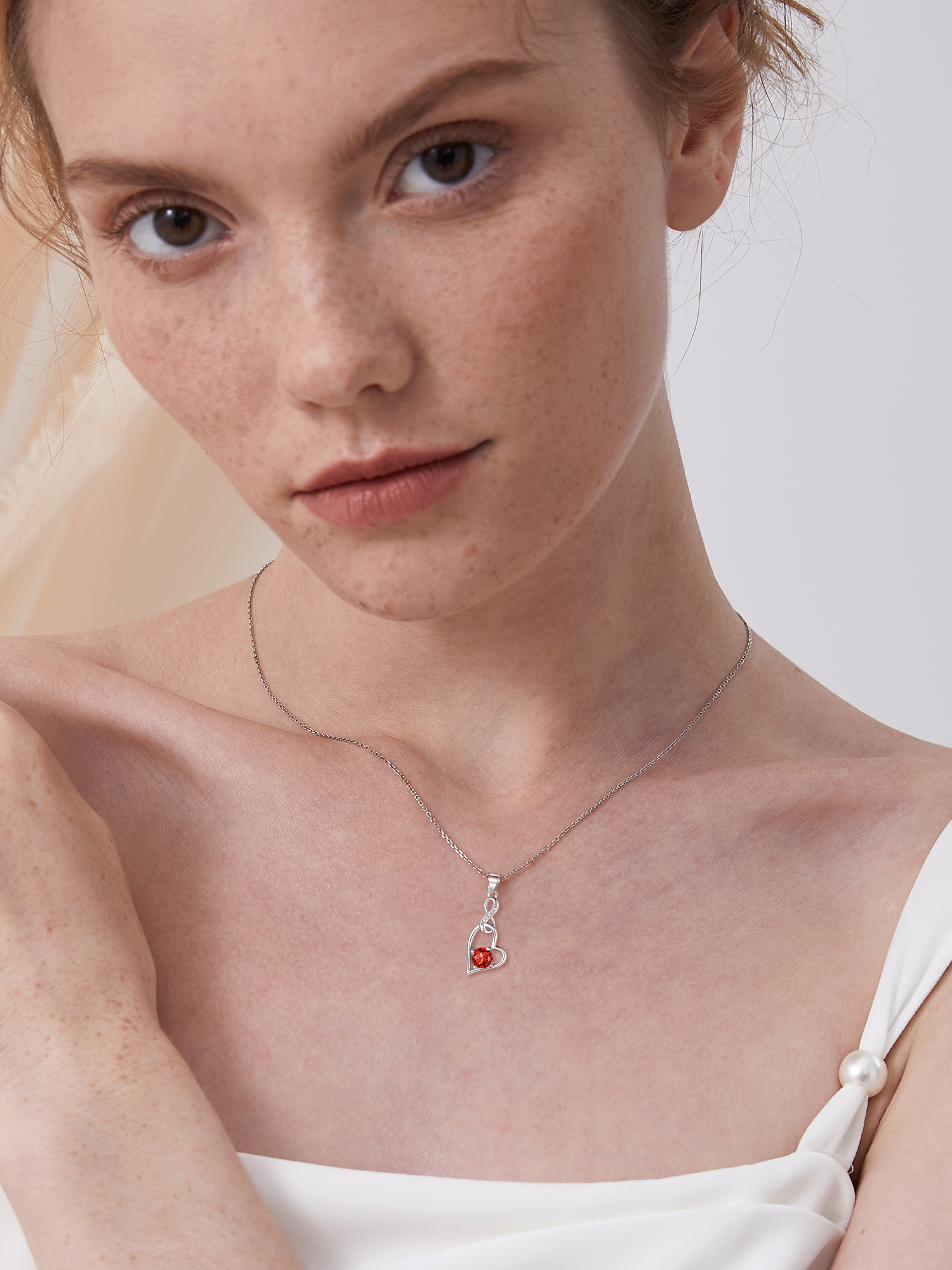 Sterling Silver Infinity Heart Birthstone Pendant Necklace For Women