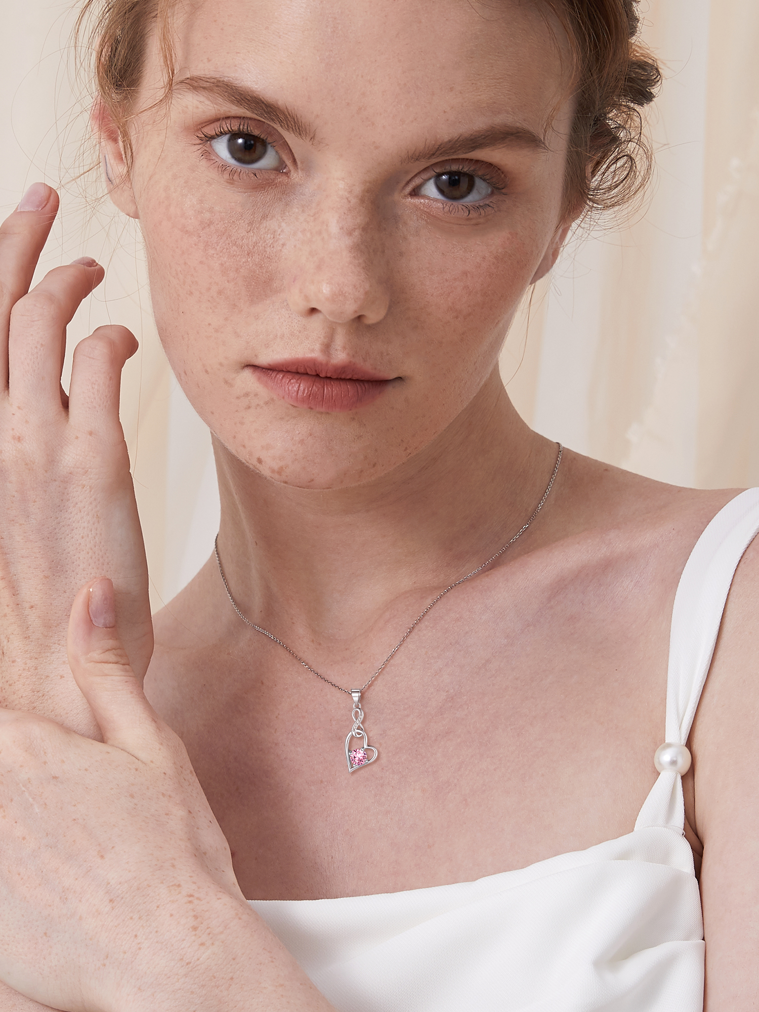 Sterling Silver Infinity Heart Birthstone Pendant Necklace For Women