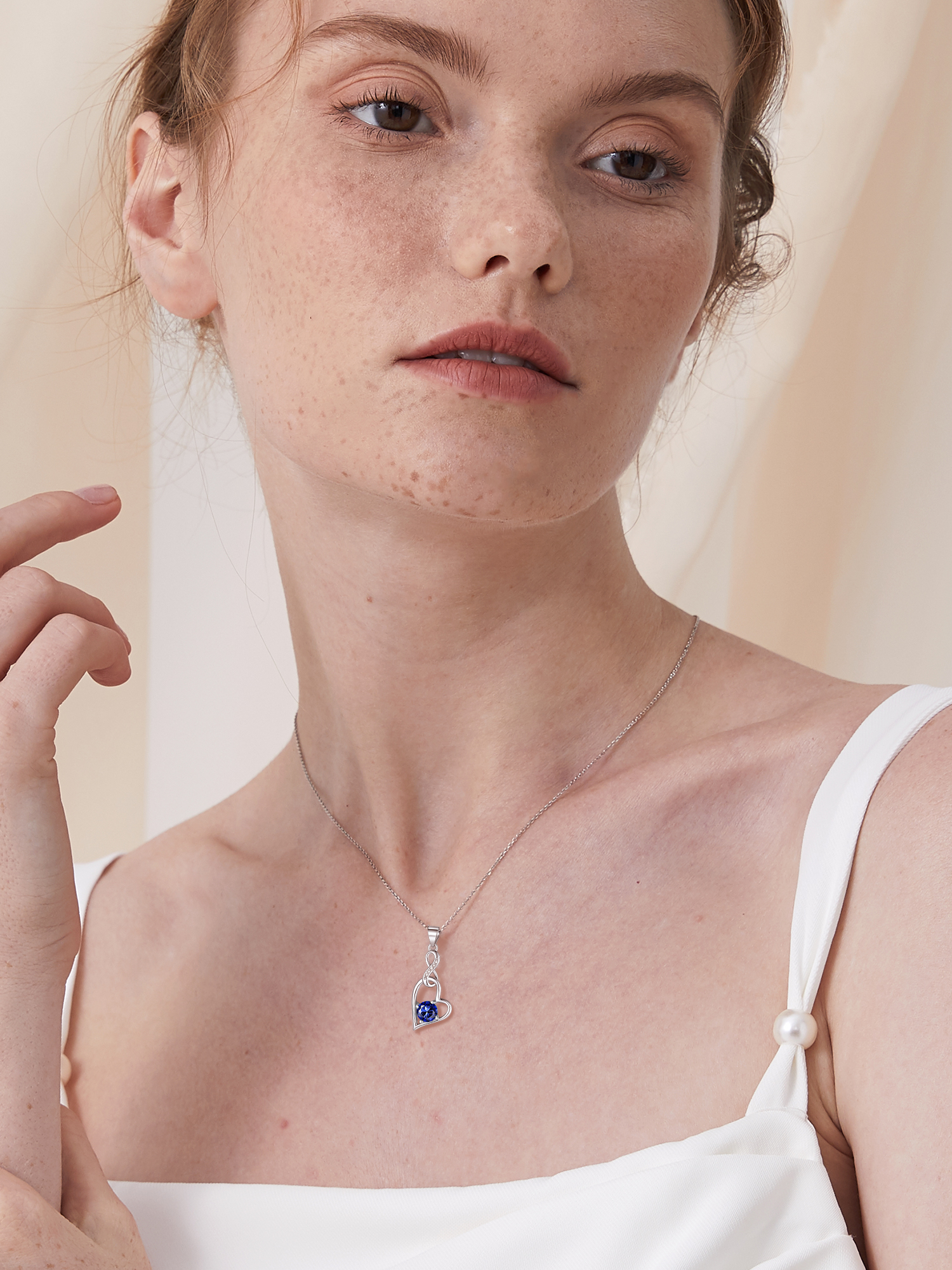 Sterling Silver Infinity Heart Birthstone Pendant Necklace For Women