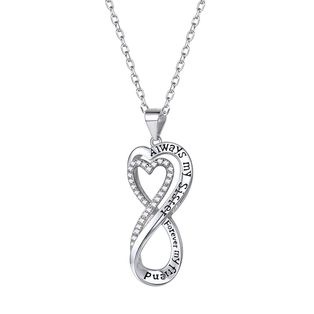 Sterling Silver Infinity Heart Pendant Necklace for Her