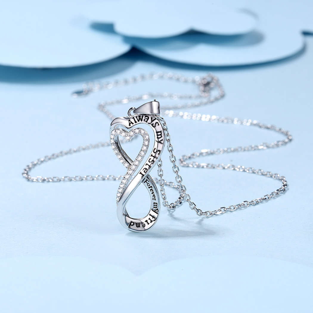 Sterling Silver Infinity Heart Pendant Necklace for Her